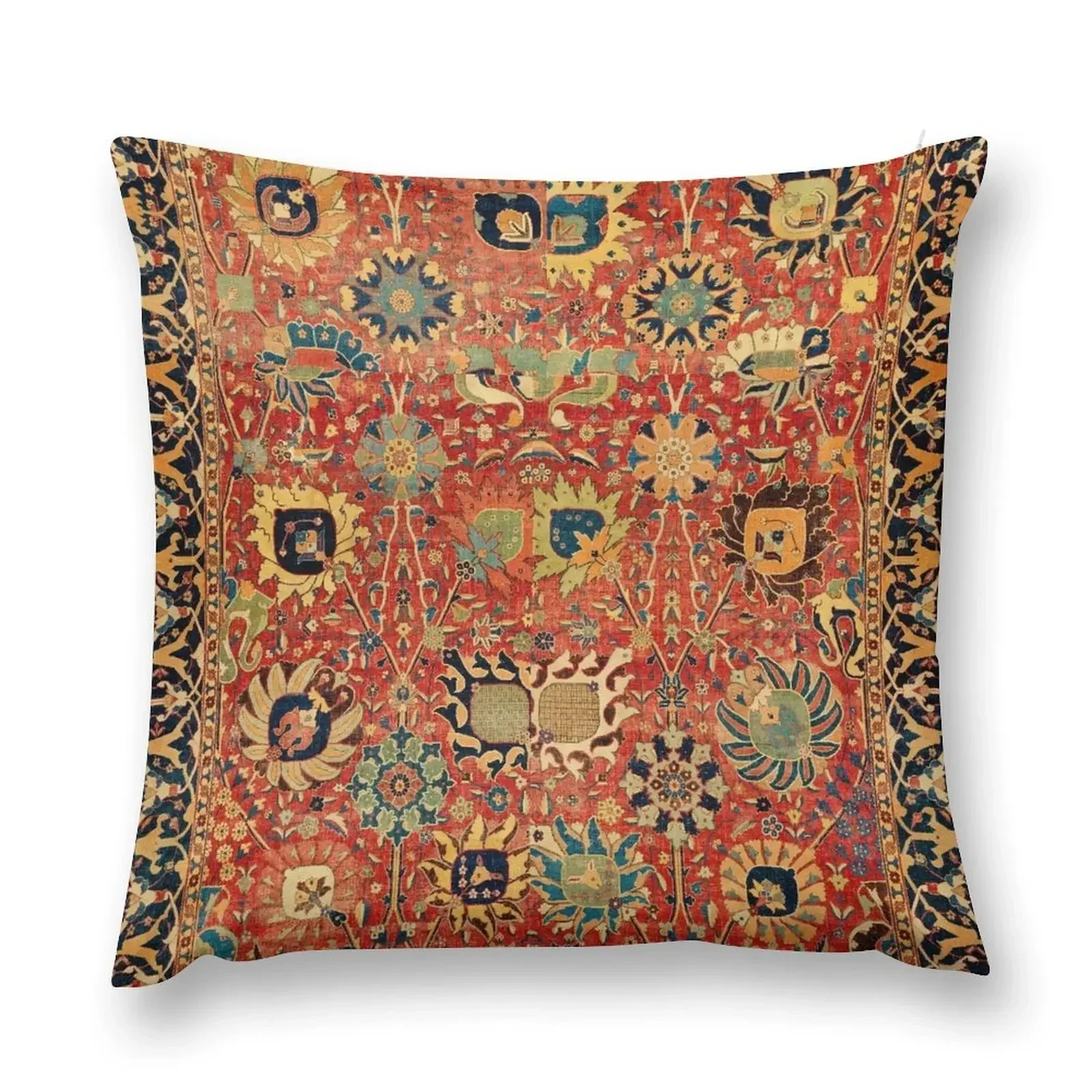 17th Century Isfahan or Kerman Persian Rug Print Throw Pillow bed pillows luxury decor pillow