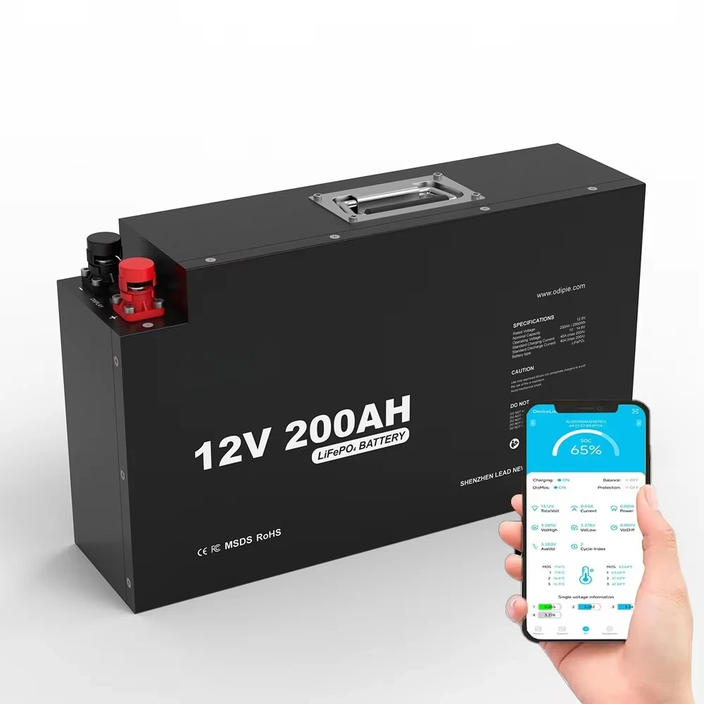 Ultra-thin 12V 12.8V 200Ah 2560Wh RV LiFePO4 Lithium Leisure Battery Pack with Bluetooth for Motorhome Camper Van