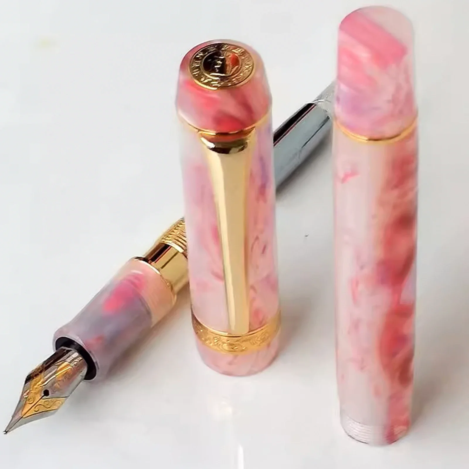 New Kaigelu 316A Fountain Pen with screw Cap golden sliver clip Iridium EF F Nib Sakura pink Writing Practice pen Business gifts