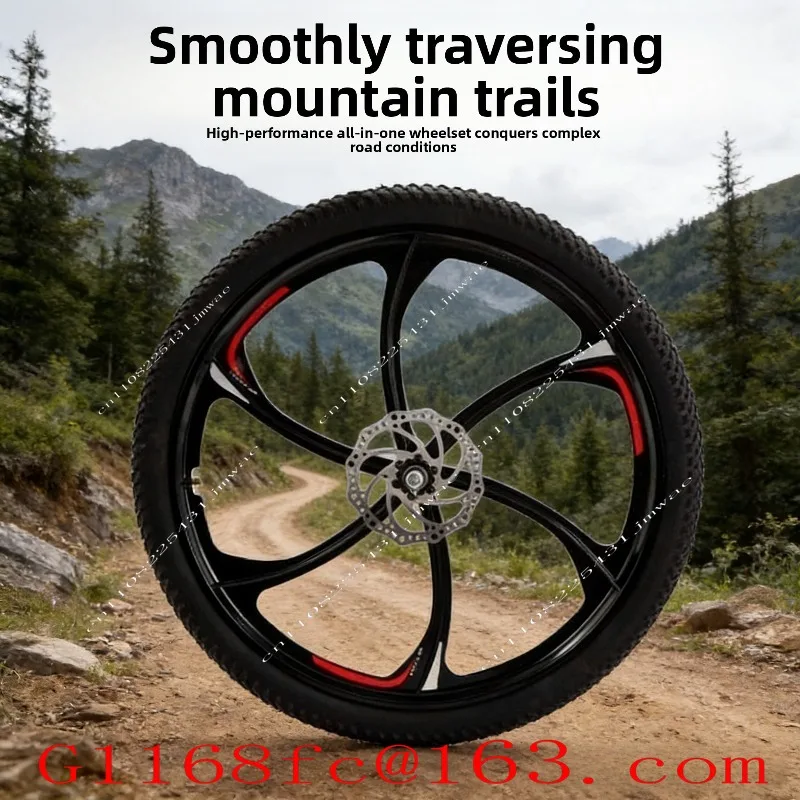 24/26 Inch Mountain Bike Bearing Six Blade Integrated Wheel Set Disc Brake Magnesium Aluminum Alloy Wheel Set Bicycle Wheel Set