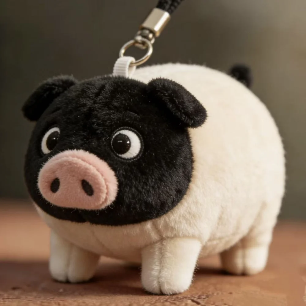 Zhuyu Little Pig Plush Doll Stunning Hall Pig Cute Pet Two Headed Pig Doll Table with Little Pig Doll Bag Small Pendant Decorati