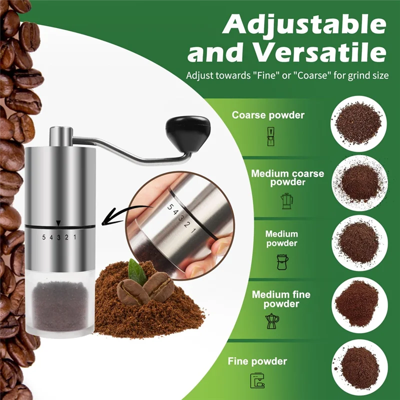ABZV-Portable Manual Coffee Grinder User-Friendly Hand Coffee Mill Adjustable Coarseness