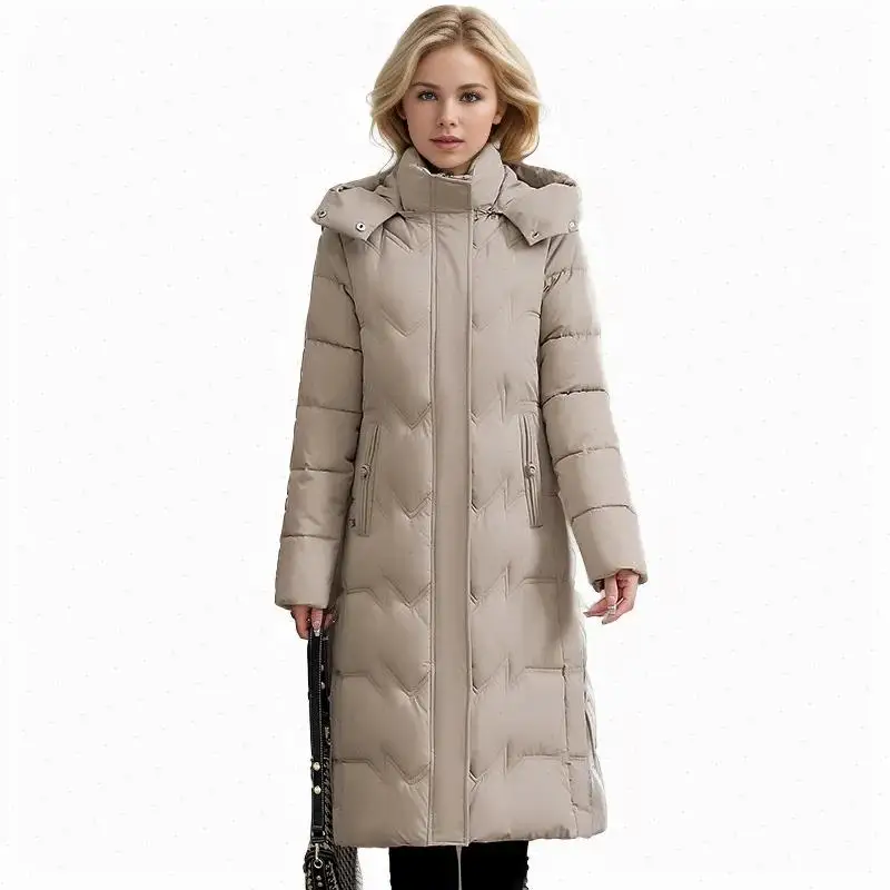 Hooded Women Solid Long Parkas Straight Casual Splice Zipper Coat Thick Warm Full Sleeve Solid Coats Outwear Lady Winter