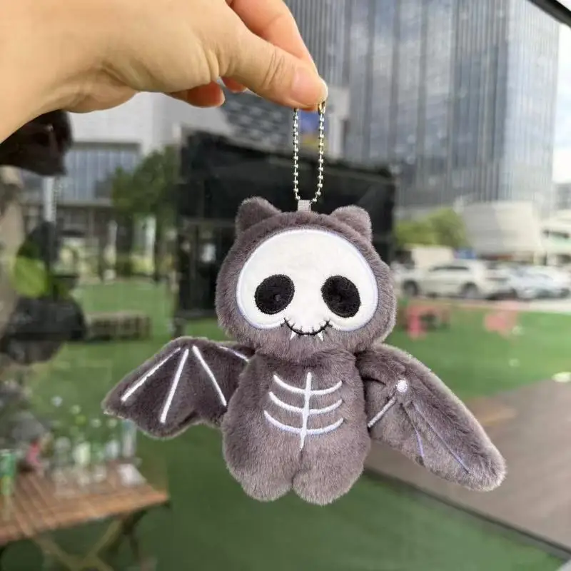 Skeleton Bat Plush Doll Keychain; Fun Halloween Toy Backpack Accent for Kids