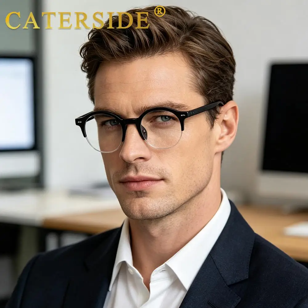 CATERSIDE Unisex Anti-Blaulicht-Brille Tr-90 Halbrahmen-Brillengestell Business Freizeit Computer Blaulicht-Schutzbrille – Detail 4