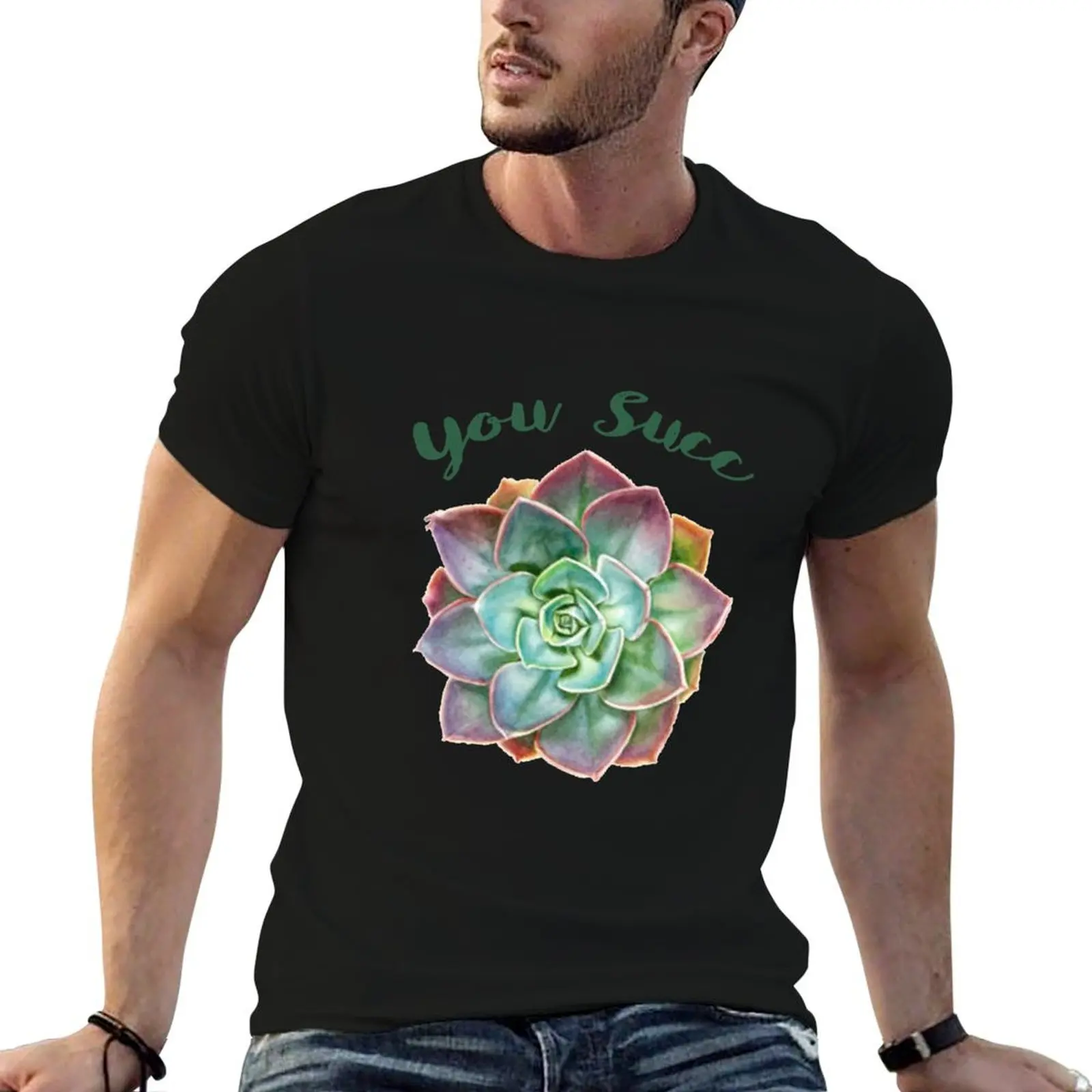 You Succ Succulent T-Shirt Top décontracté minimaliste à manches courtes