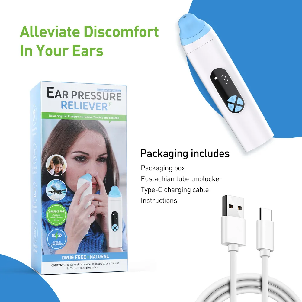 

Ear Pressure Reliever Eustachian Device Portable Relieve Tinnitus Balancing Ear Pressure Unblock Eustachian Tube for Diving