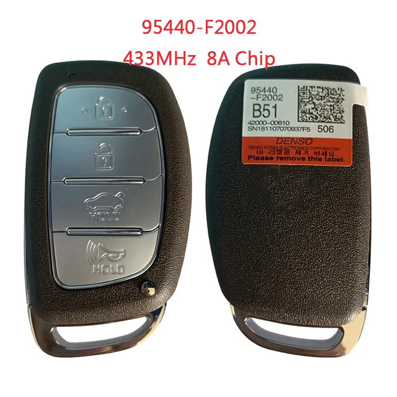 

95440-F2002 For Hyundai Elantra 2019+ Genuine Smart Remote Key 4 Button 433MHz 8A Chip 95440F2002 FCC ID CQOFD00120