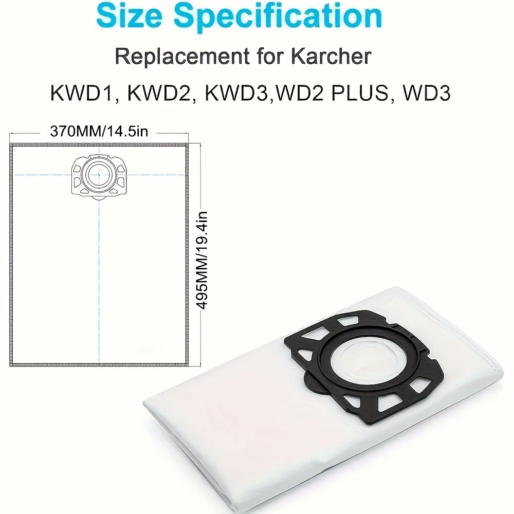 5pcs Dust Bags For Karcher 2.863-314.0 KFI 357 KA 40 WD2 Plus WD3 SE4002 Robot Vacuum Cleaner Replacement Accessories
