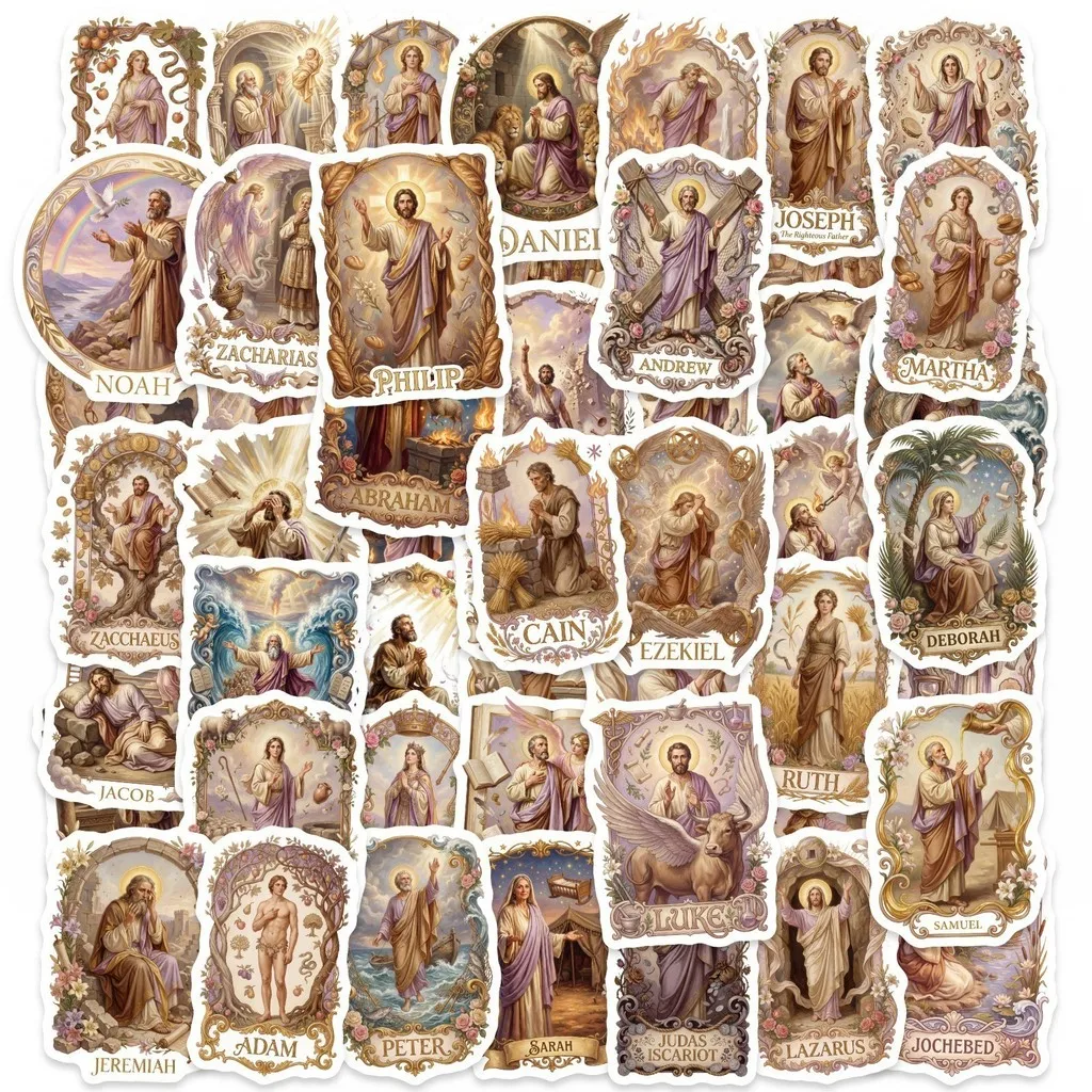 50Pcs Praying Figure & Text Creative Stickers, Waterproof Decals for Journal, Water Bottle & Luggage DIY RecordingYourLife Store