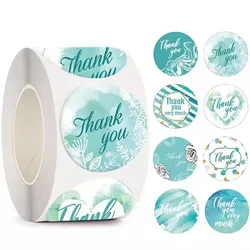 50-500pcs 1Inch Round Light Blue Thank You Sticker Decor Sealing Labels For Order Business Gift Bags Envelopes Sea