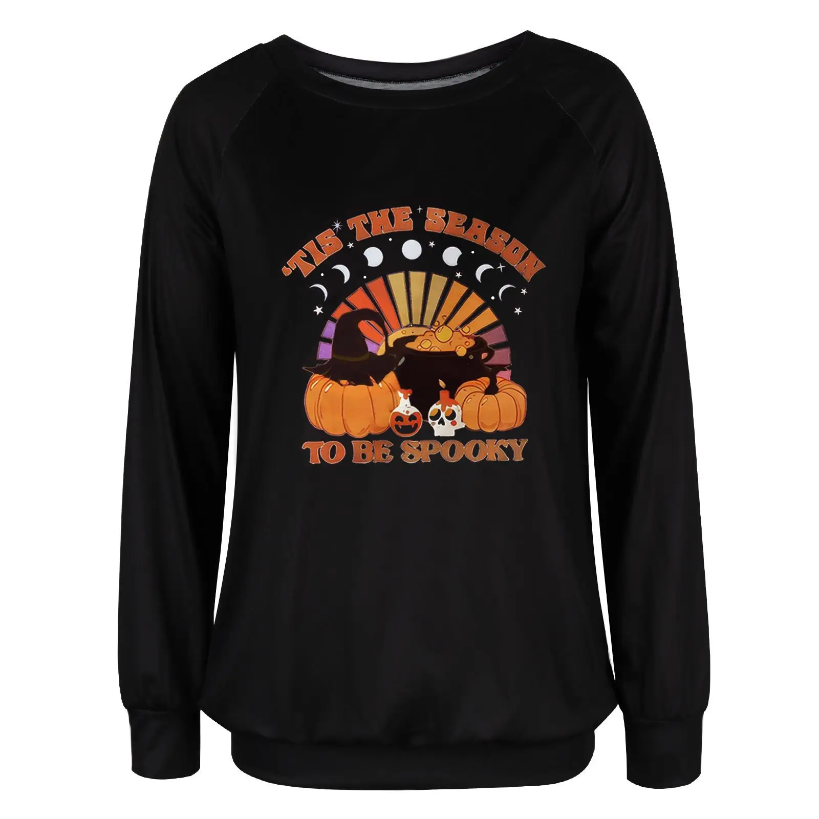 Funny Skull Print T Shirts Women Fashion Halloween Cute Clothes for Girls Y2K Streetwear Graphic Long Sleeve Tops Loose Casual