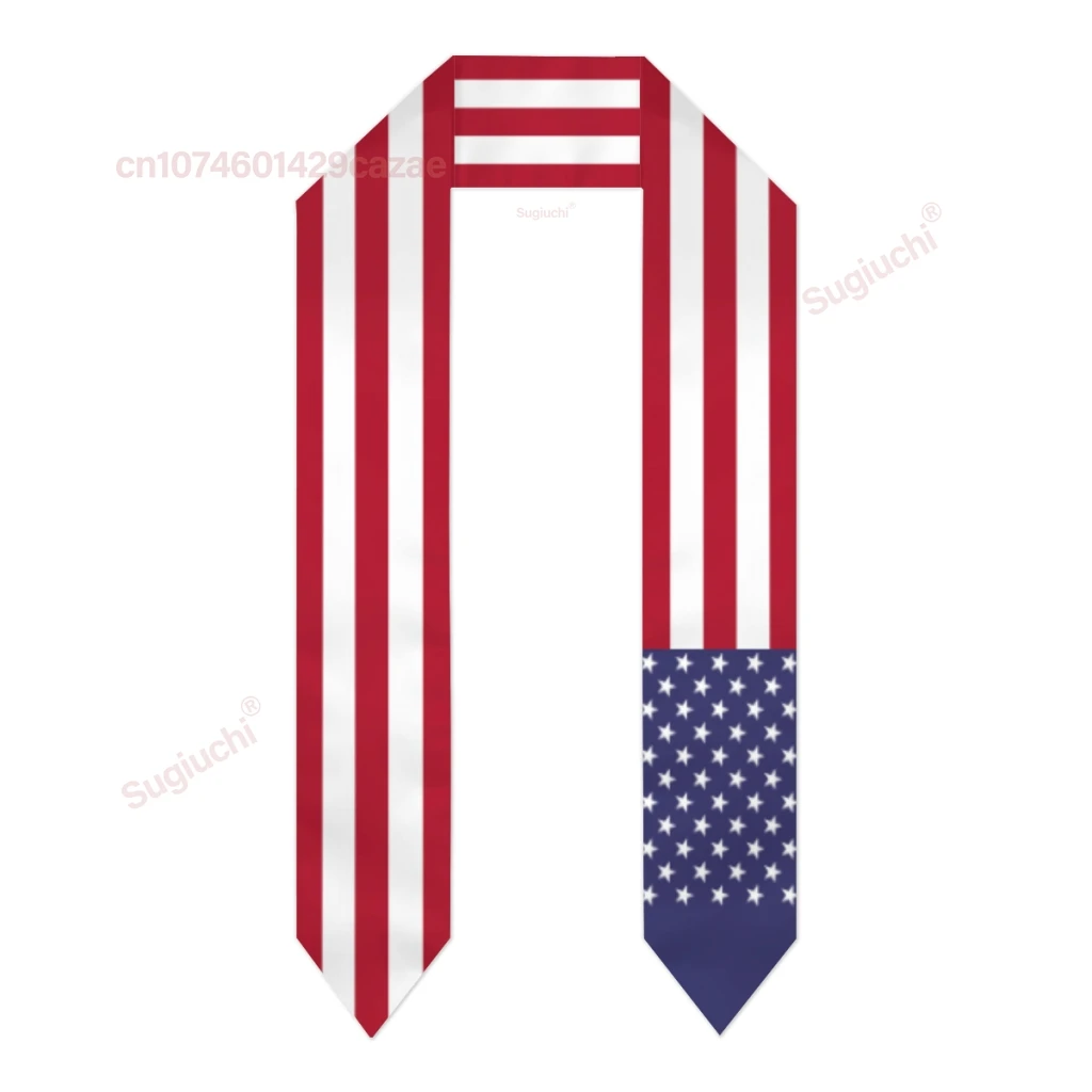 United States USA Flag Thick Graduation Sash Stole Scarf Double Sided Honor Stole For Graduation Students Class Of 2025