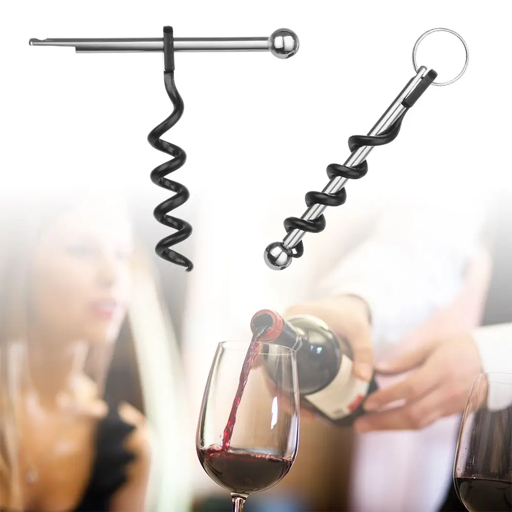 EDC Keyring Stainless Steel Red Wine Bottle Opener Corkscrew Twist Stick Cork Puller