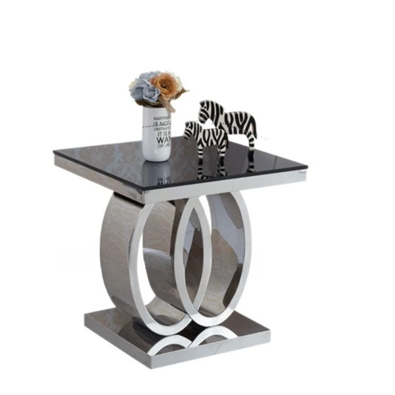 Light luxury edge table, stainless steel corner table, postmodern sofa side table