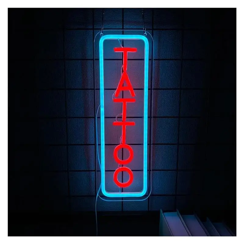 Tattoo Neon Sign Dimmable For Tattoo Salon Studio Business Wall Decor Letter Light USB Powered 15.75inx5.32in