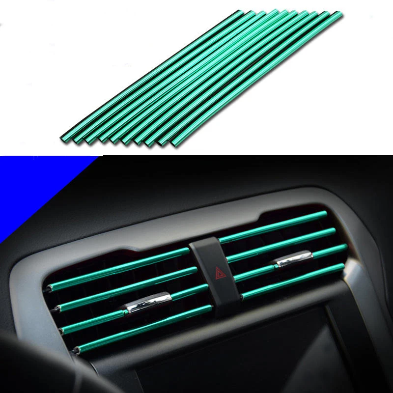 10 Stück 20 cm Auto-Klimaanlage, Entlüftungsauslass, Zierstreifen, U-Form, Chrom, PVC, bunt, glänzend, für Autodekoration