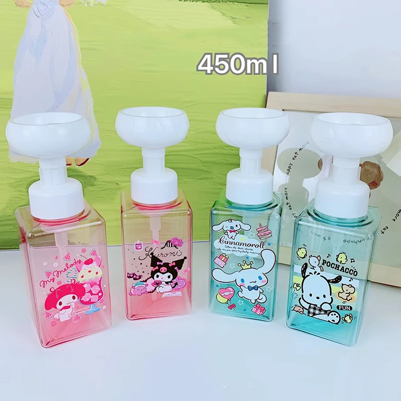 Anime Sanrio Dispenser Bottles Kuromi Accessories Cute Kawaii Hand Wash Shower Gel Flower Sparkling Bottle Toys for Girls Gift