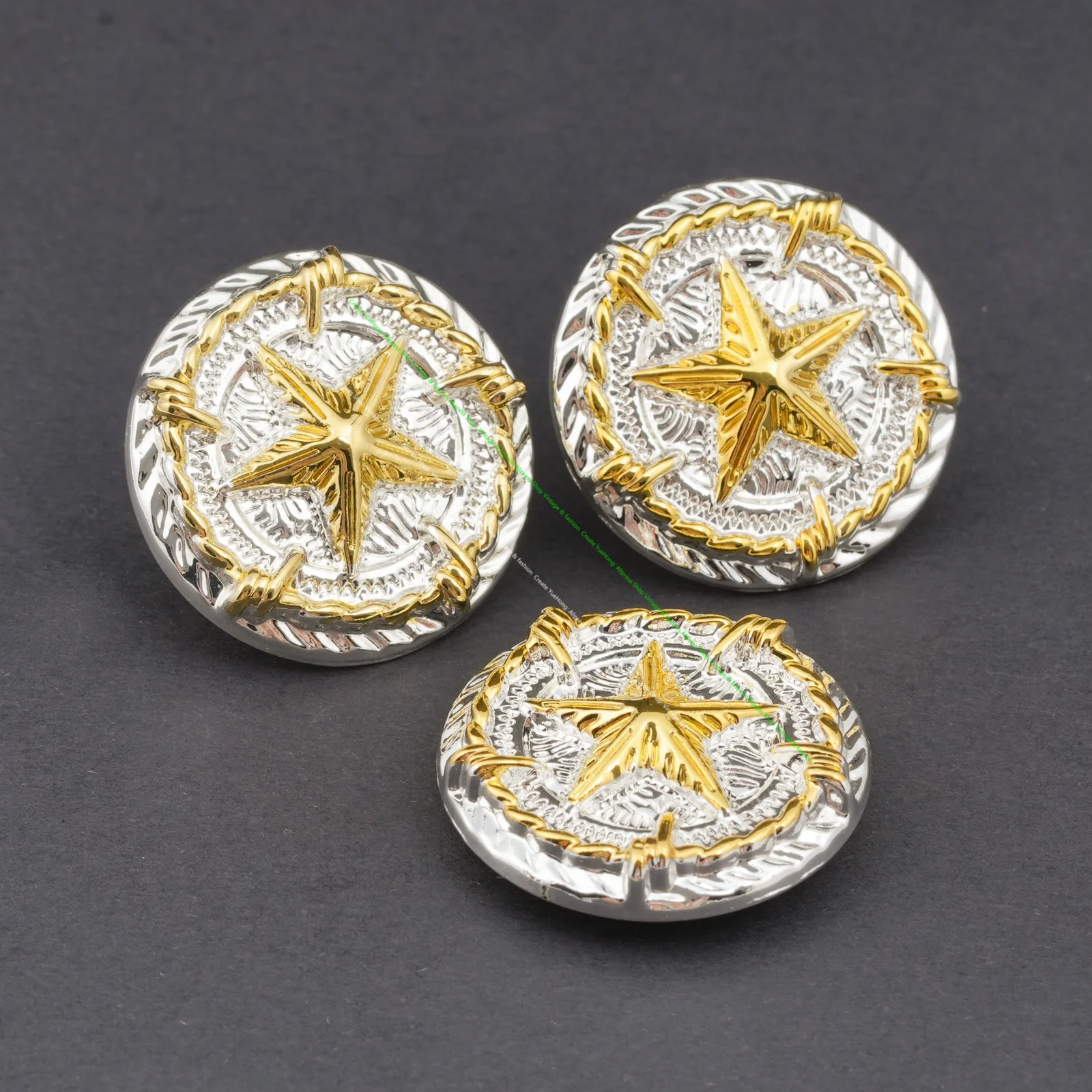 SPcs Western Gold Silver Barbed Wire Texas Ranger Star Horse Headstall Saddles Tacks Rope Side Leathercraft Belt Hat Concho