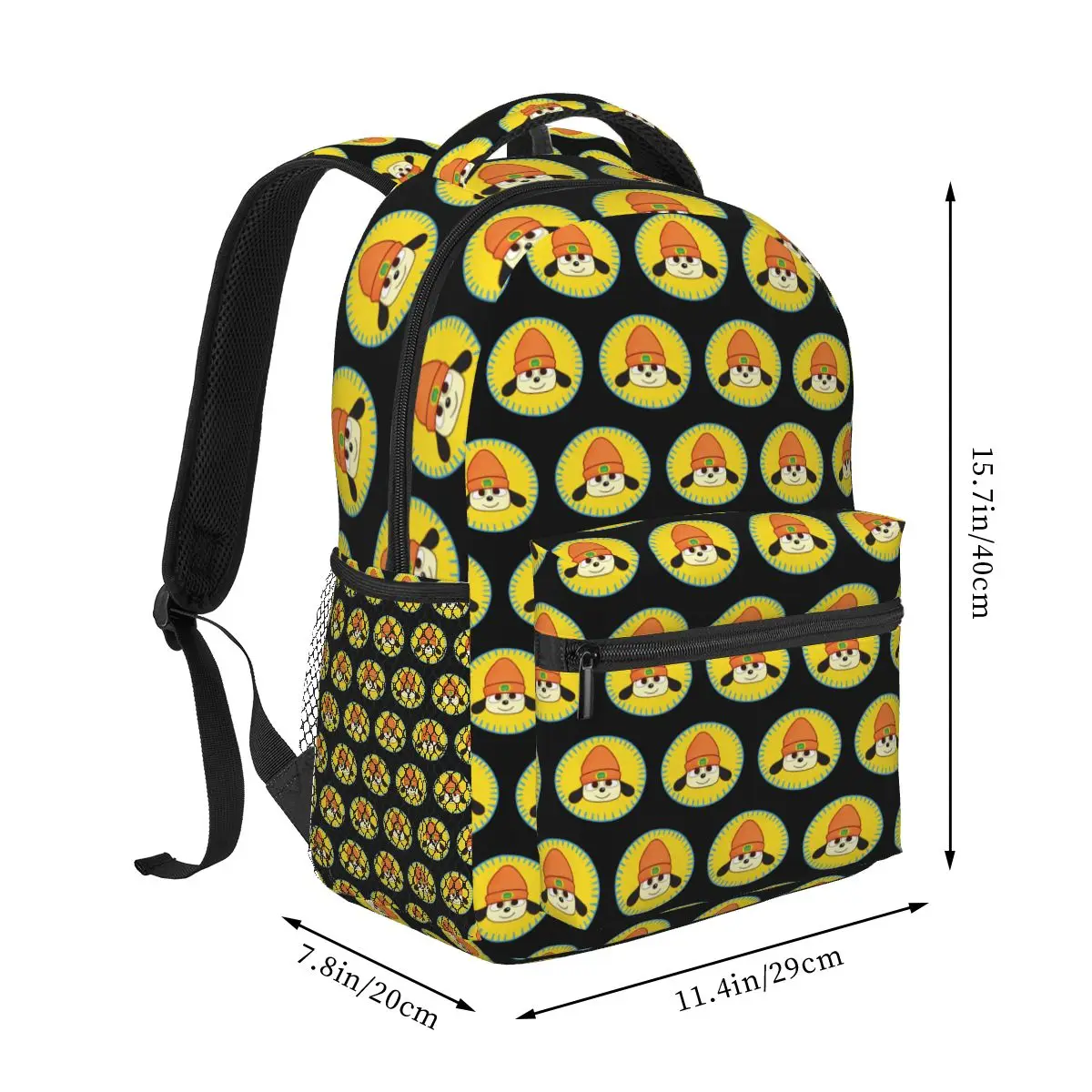 PaRappa The Rapper Patch Backpacks Boys Girls Bookbag Students School Bags Cartoon Kids Rucksack Shoulder Bag Large Capacity