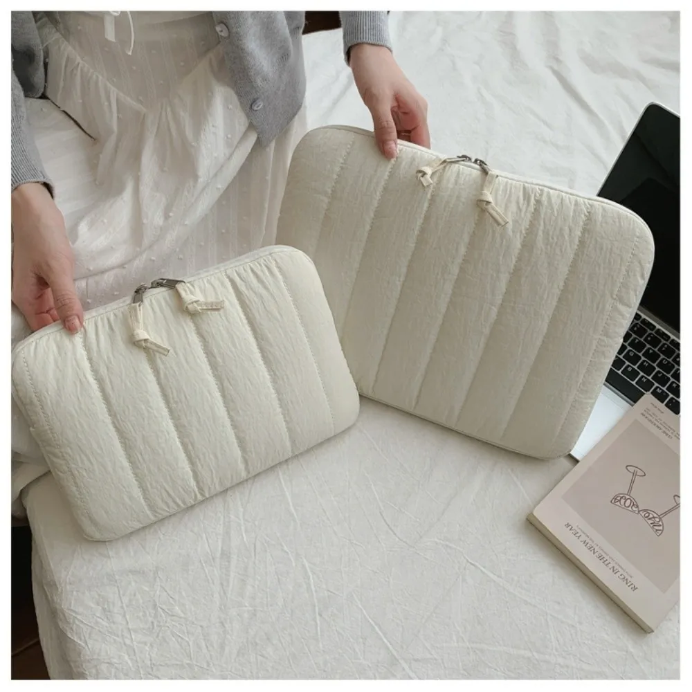 New Puffy Laptop Sleeve Cover Solid Color Durable Notebook Soft Case Lightweight Soft Tablet Pouch Bag For Students