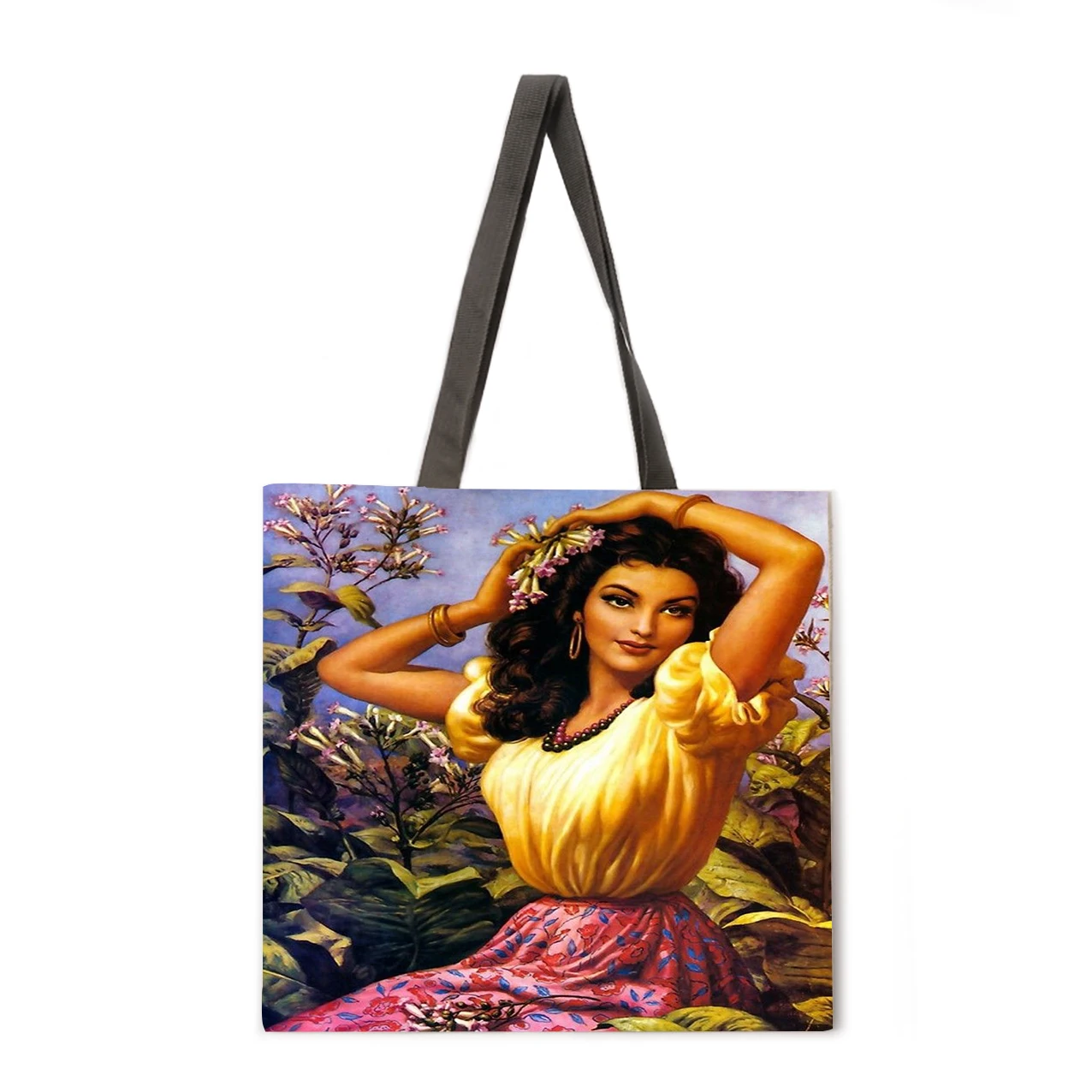 

Elegant women's linen bag handbag shoulder bag large capacity environmentally friendly shopping bag handbag tote bag