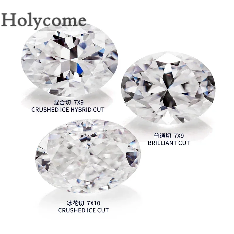 Holycome [Rare Crushed Ice Oval Cut] Moissanite Loose Stone D Color Lab Grown White GRA Certificate Ellipse ovale Chic Diamond