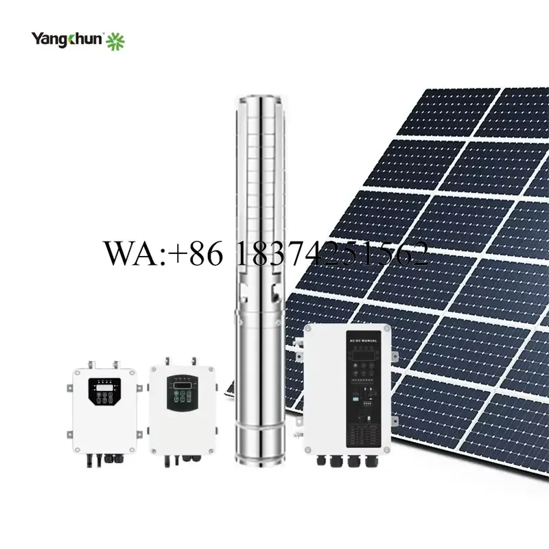 Wmwmnu 4inch 2.2kw 6.5m3/h Stainless Steel Impeller Submersible DC MPPT Controller Solar Water Borehole Pump for Wells
