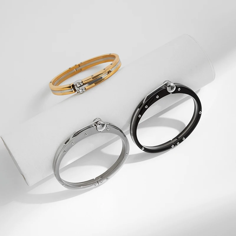 ROXI | Luxury Stainless Steel Punk Bracelets Men Fashion Hip Hop Black Jewelry  New Style 2025