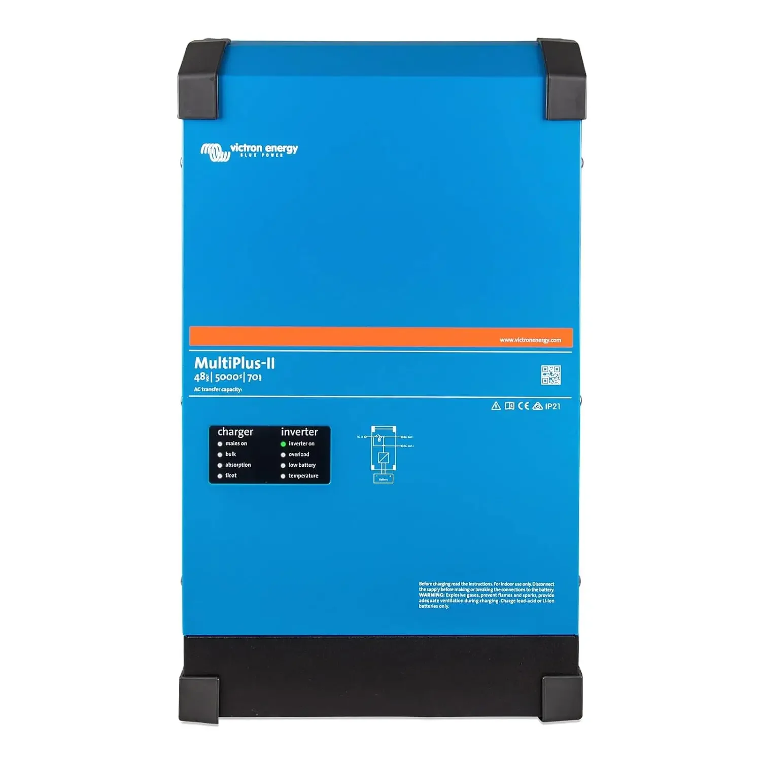 Victron Energy MultiPlus-II Power Inverter 120V, 5000VA 48-Volt | Pure Sine Wave Inverter Charger for 70 Amp Battery