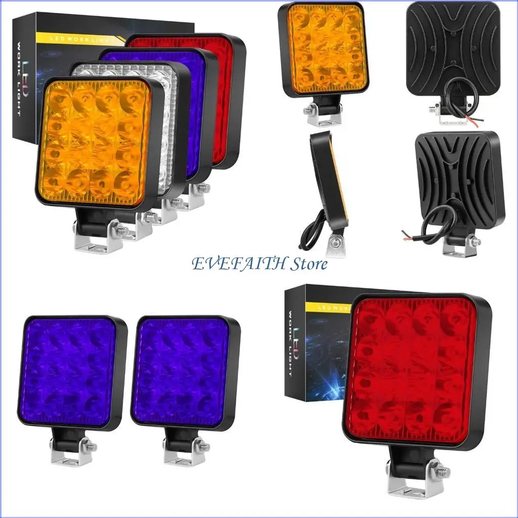124B LED Off-road Work Light Flood Spot SUV Driving Fog Lamp Driving Truck 1200LM 12V