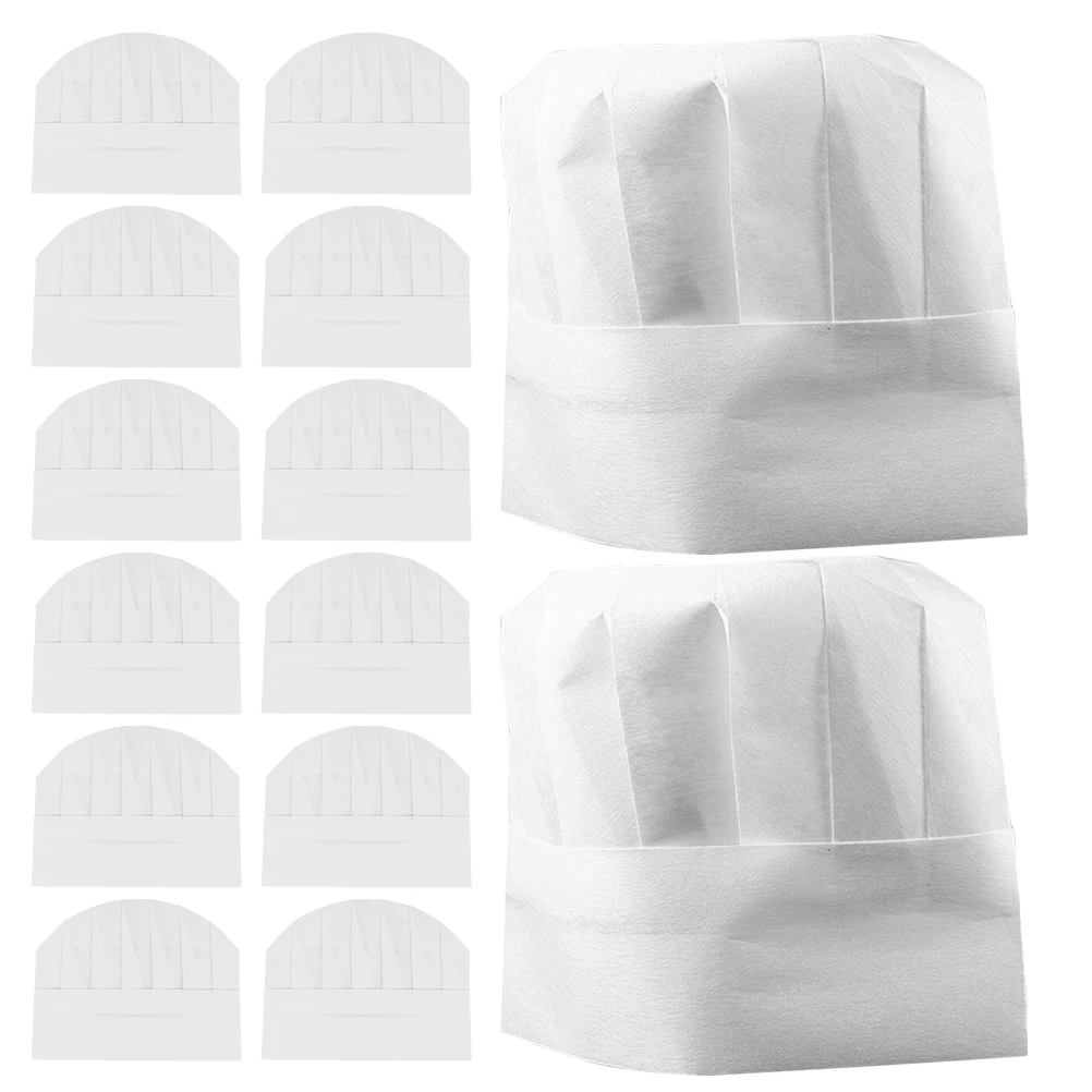 

20pcs Kids Chef Hat Childrens Disposable Paper Baking Hats Cute Toddler Cooking French Bakery Pizza Party Set