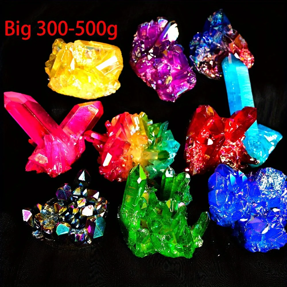 

1 pc large 300-500g multiple colors to choose from crystal clusters, red, blue purple, green, pink, peach yellow blue