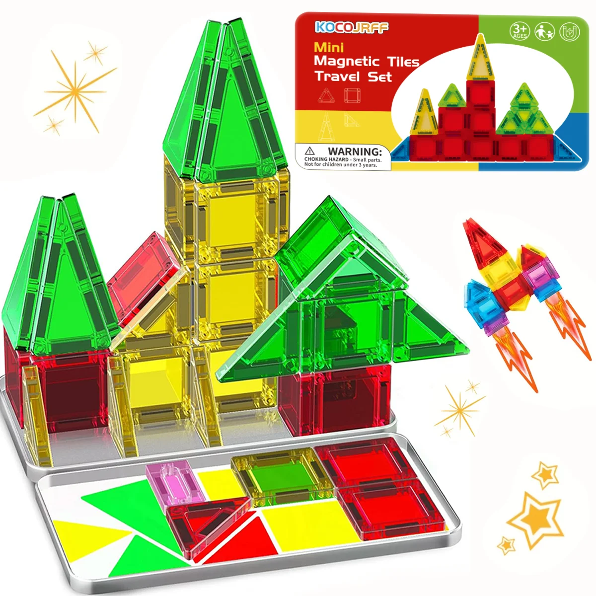 鉄箱付きクリスマスミニ磁気ビルディングブロックおもちゃ、子供用ポータブル旅行おもちゃ、誕生日/クリスマス/新年ギフトおもちゃ