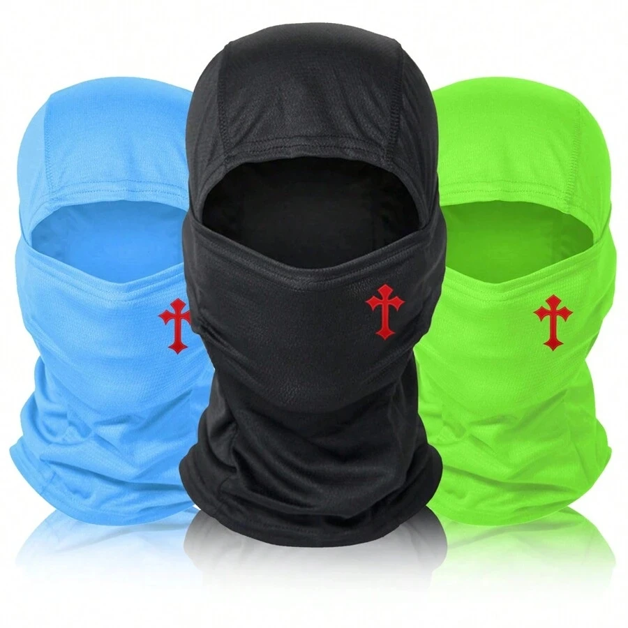 Capuche de masque imprimé croisé pour hommes et femmes, cagoule d'équitation en plein air, chapeau coupe-vent et crème solaire, 1PC