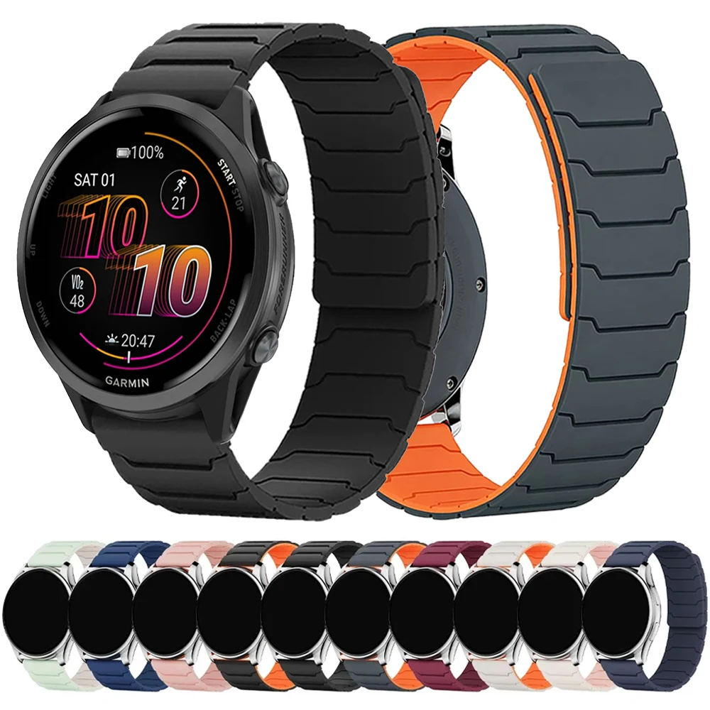 20mm 22mm Magnetic Silicone Strap Loop For Garmin Forerunner 570 165 265 255 Venu 4 3 2 sq 2 Active 6 Band For AMAZFIT BIP Max 6