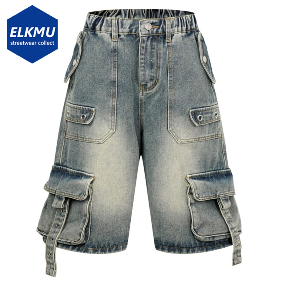 

Vintage Cargo Denim Shorts Men Summer Casual Loose Blue Jeans Shorts Streetwear Harajuku Hip Hop Shorts