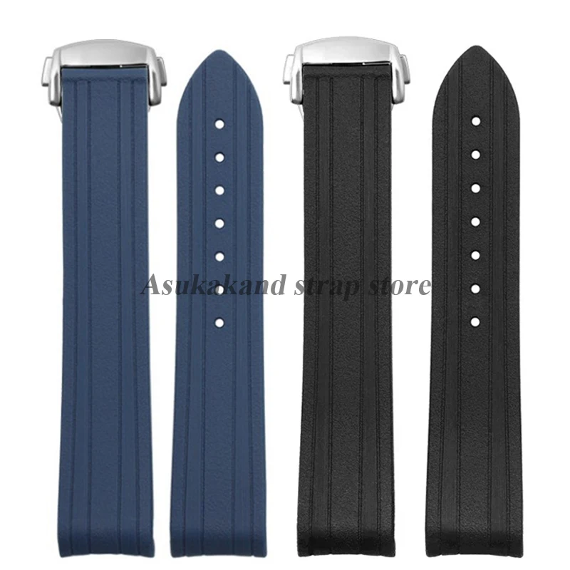 Curved End Rubber Silicone Watchband for Omega for Seamaster 300 Waterproof Wristbelt Men Women 20mm Bracelet Watch Accessories