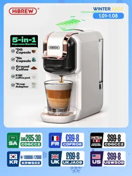 HiBREW 5-in-1 koffiezetapparaat met meerdere capsules Heet/koud DG Cappuccino Nes Kleine capsule ESE Pod Gemalen koffie Cafetaria 20Bar H2B