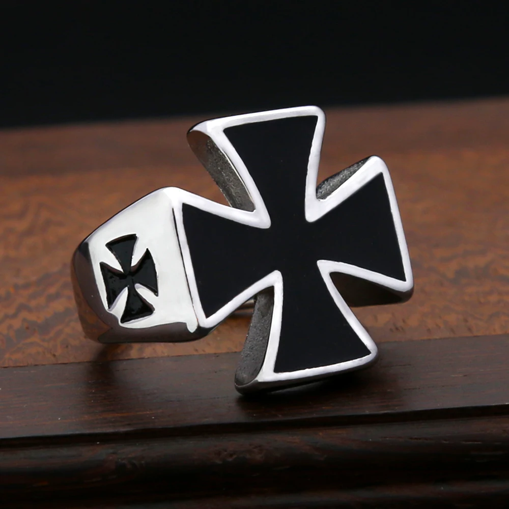 

Vintage Simple Punk Iron Cross Ring Stainless Steel Biker Amulet Ring For Men Women Unique Fashion Jewelry Gift Dropshipping