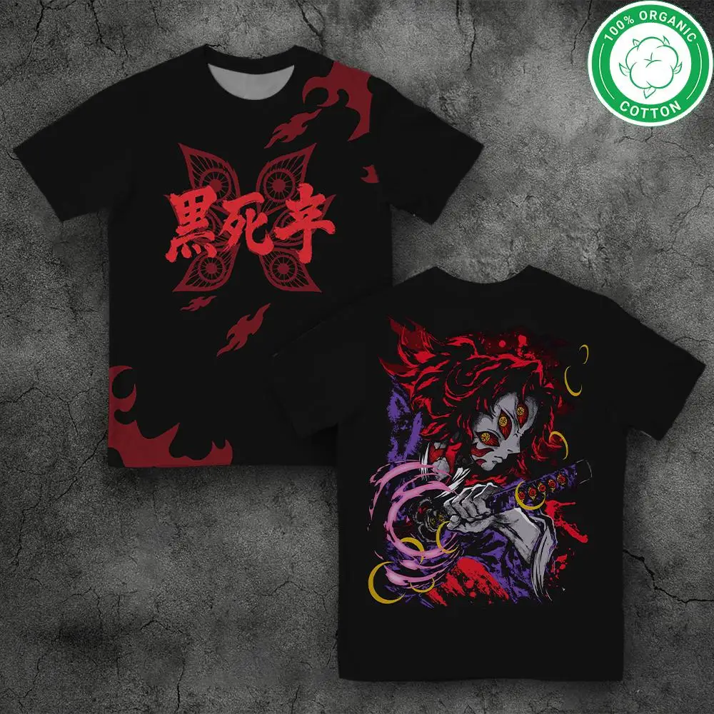 

2025 New Demon Slayer Uzui Tengen Anime T-shirt 100% Cotton Fashion Printed Pattern Short Sleeve Unisex Retro Ultra Loose Top