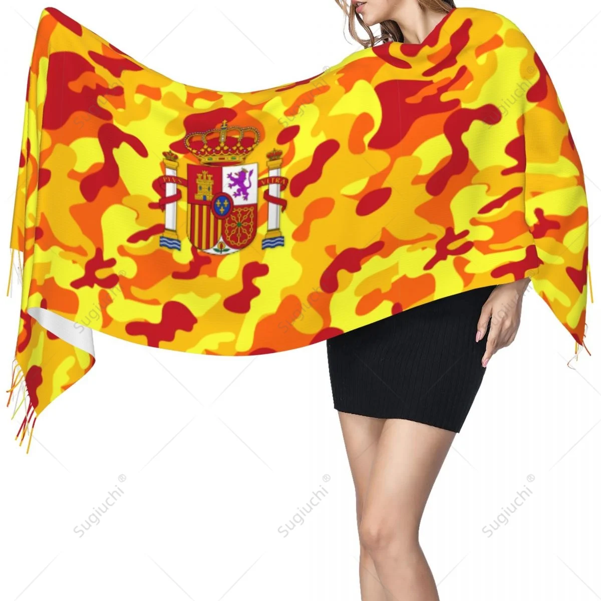 

Spain Camouflage Emblem Scarf Pashmina Warm Scarves Shawl Wrap Hijab Spring Winter Multifunction Unisex