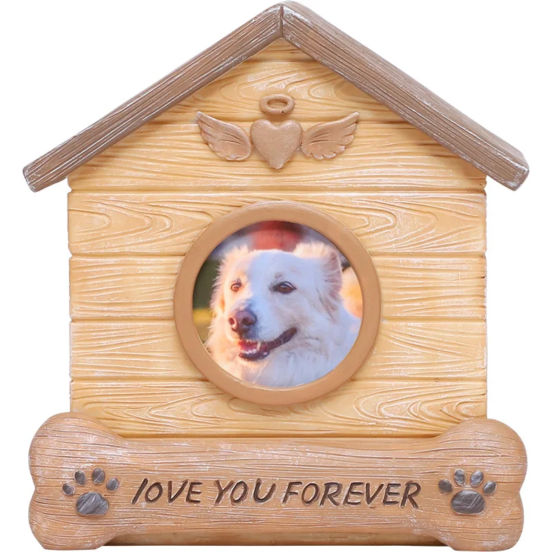 

Resin cat and dog urn memorial altar, pet funeral supplies can be placed in photo imitation wood