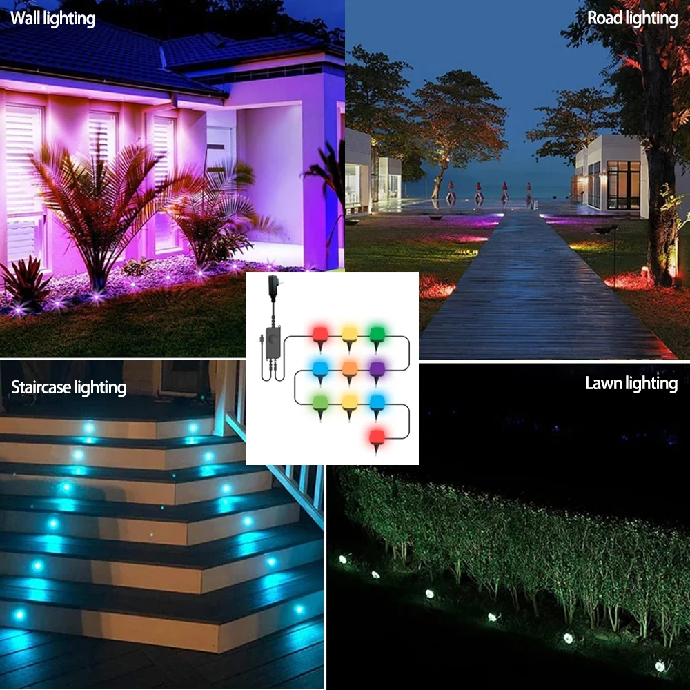 Smart Remote RGB Atmosphere Lamp LED Lawn Garden Corridor Waterproof Lights Background Wall Decorative Flowing Night Light Music