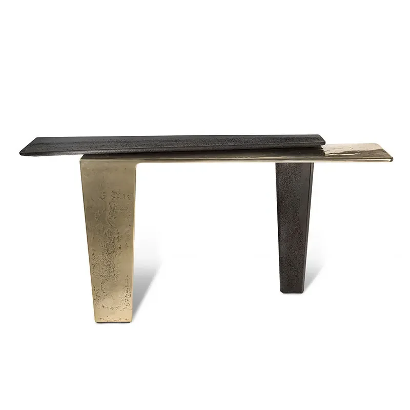 Italian light luxury entrance corridor against the wall modern high-end art hammer solid wood retro end view table