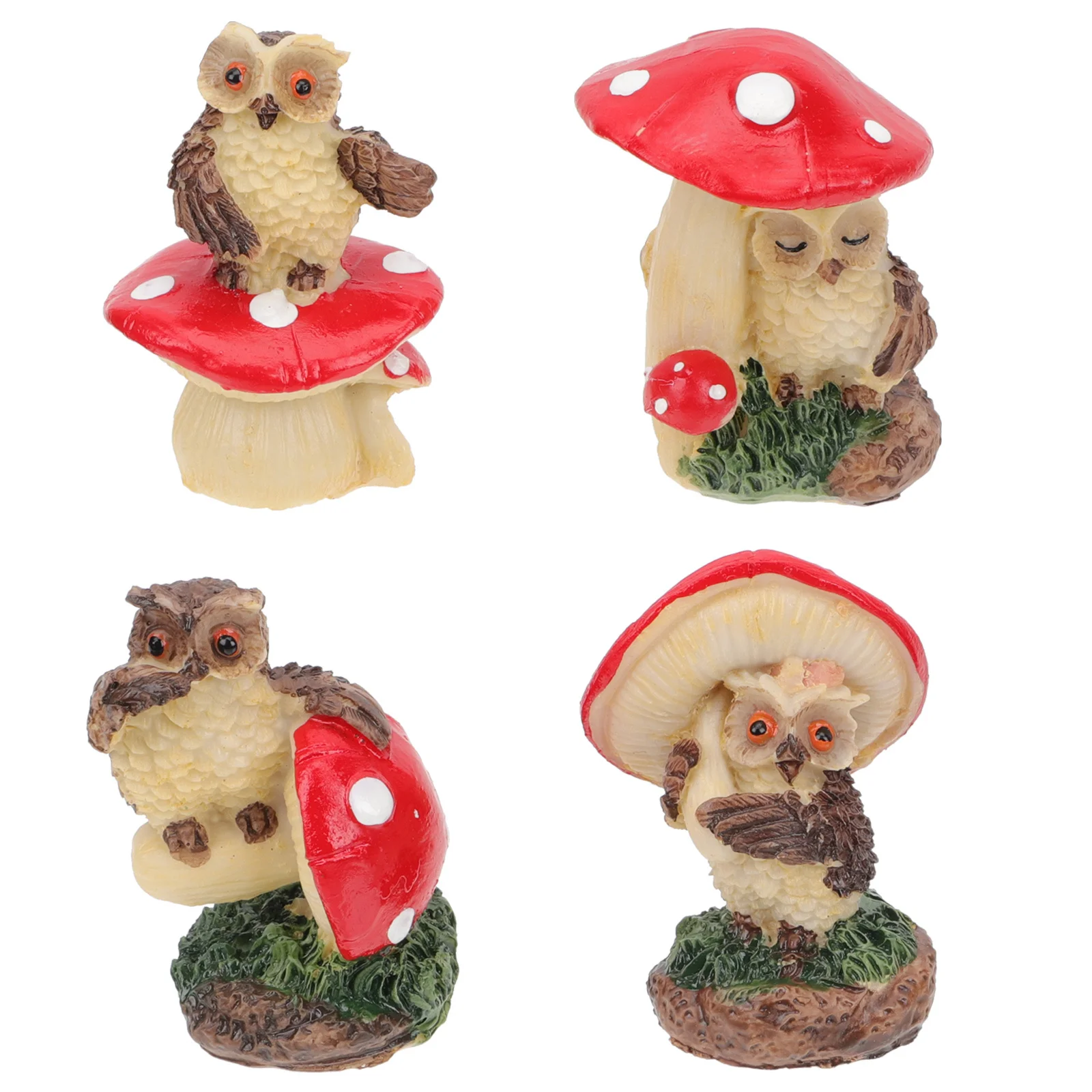 

Resin Owl Ornaments Decoration for Garden Figurines Home Desktop Mini Owls Hanging Realistic Miniature