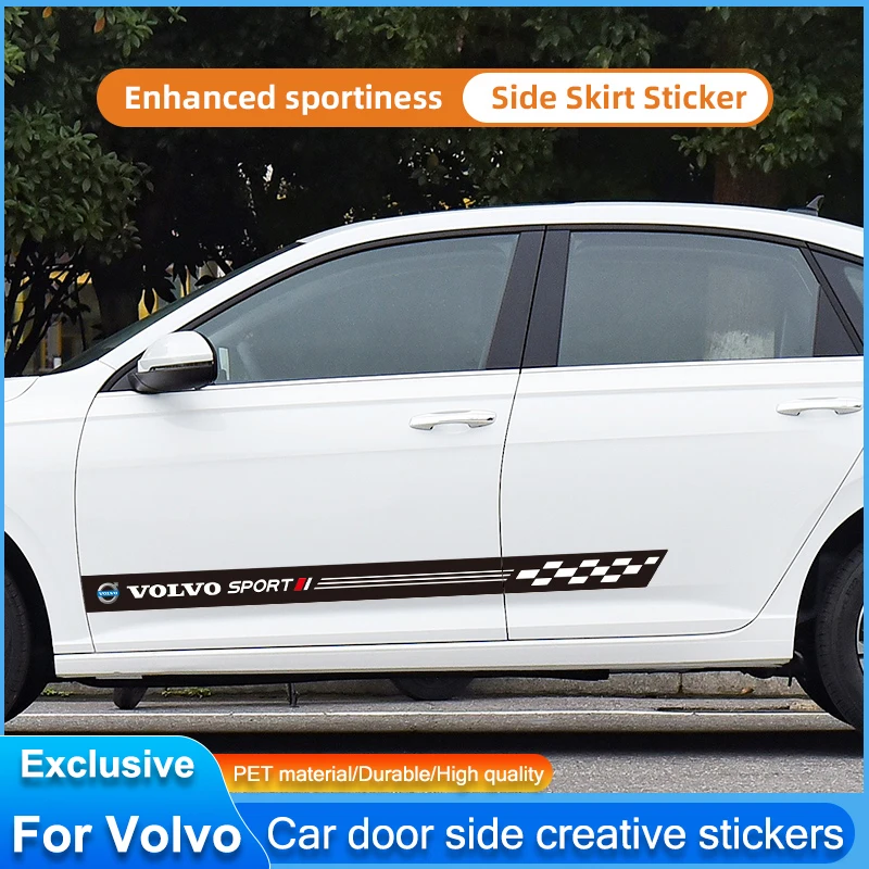 Car Side Skirt Body Stickers Door Sill Stripe Decals Decoration For Volvo Rdesign V60 V40 XC90 S60 S40 C30 XC60 V50 V70 S90 S80