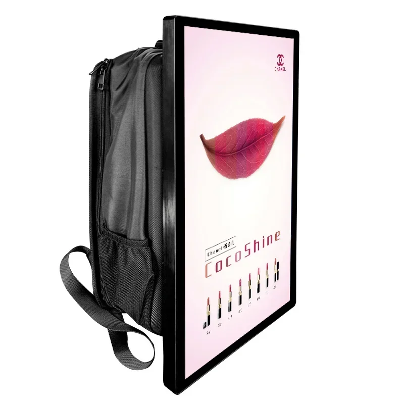 

Outdoor walking backpack AD 21.5/27/32 inch high brightness digital signage portable backpack lcd advertising display