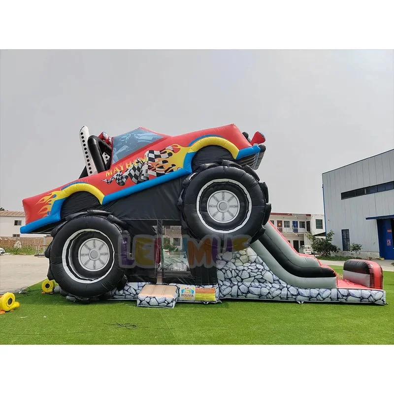 Monster Truck Inflatable Bounce House With Slide, Commercial Giant Car Theme Inflatable Jumping Castle for Kids Party Rental