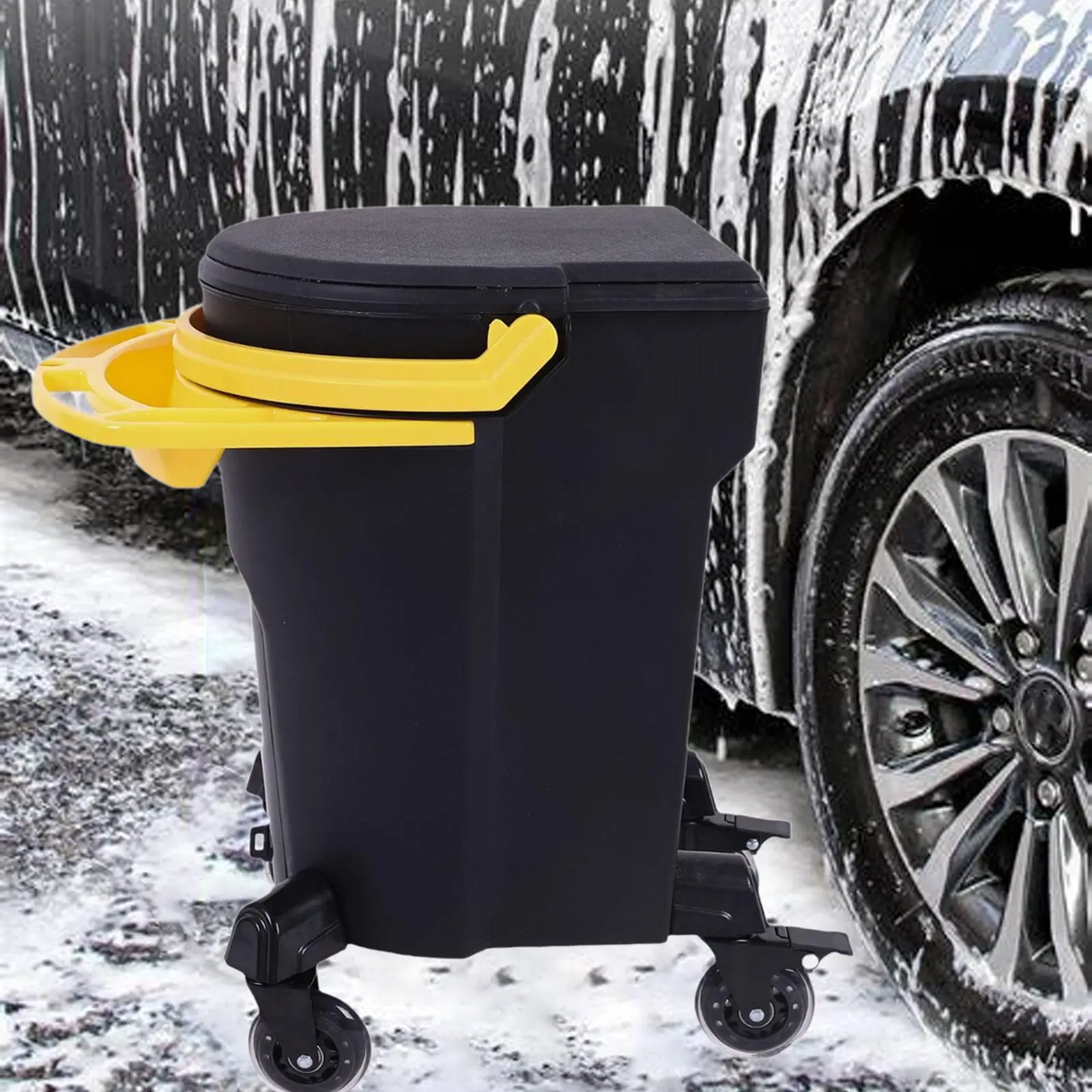 

Rolling Car Wash Bucket Versatile Accessory Lid and Body Car Cleaning Bucket